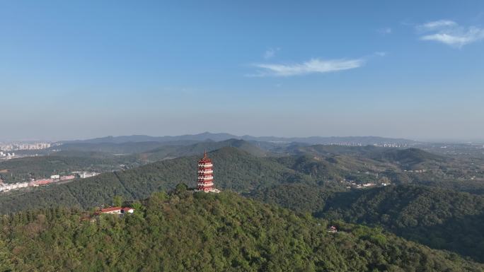 航拍古隆中风景区隆中山腾龙阁景点襄阳风光