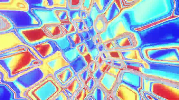 多色迷幻立方体与闪闪发光的矩形段作为循环背景3d渲染。Vj循环夜总会，音乐节，Dj迪斯科
