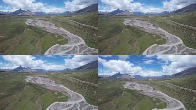 西藏仁龙巴冰川航拍西藏航拍7月冰川雪山