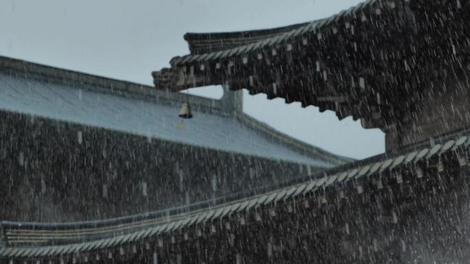 实拍古建筑雨景写意空镜