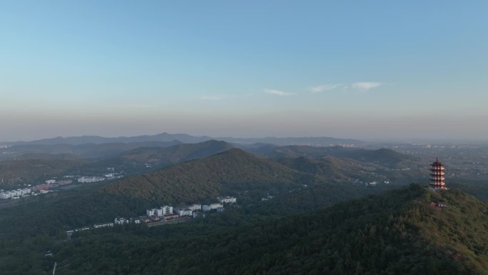 航拍古隆中风景区隆中山腾龙阁景点襄阳风光