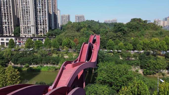 4K航拍梅溪湖中国结桥