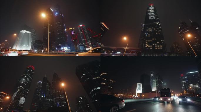 北京城市交通车流夜景
