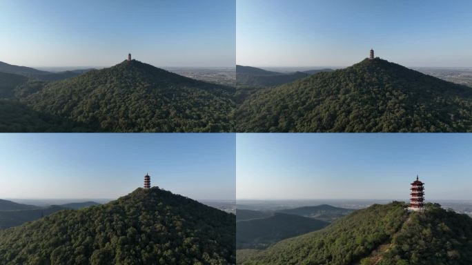 航拍古隆中风景区隆中山腾龙阁景点襄阳风光