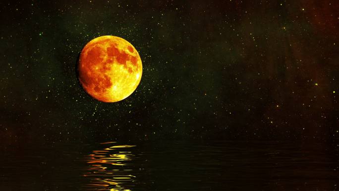 明亮月亮水波纹动画（四）
