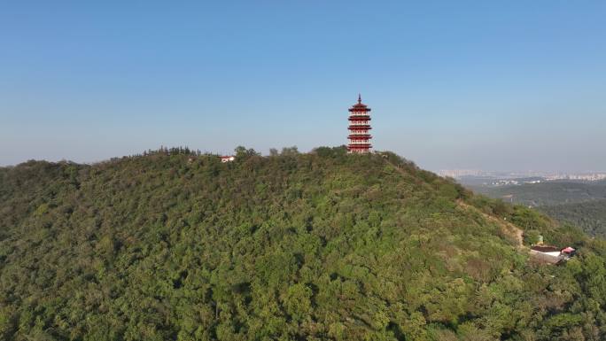 航拍古隆中风景区隆中山腾龙阁景点襄阳风光