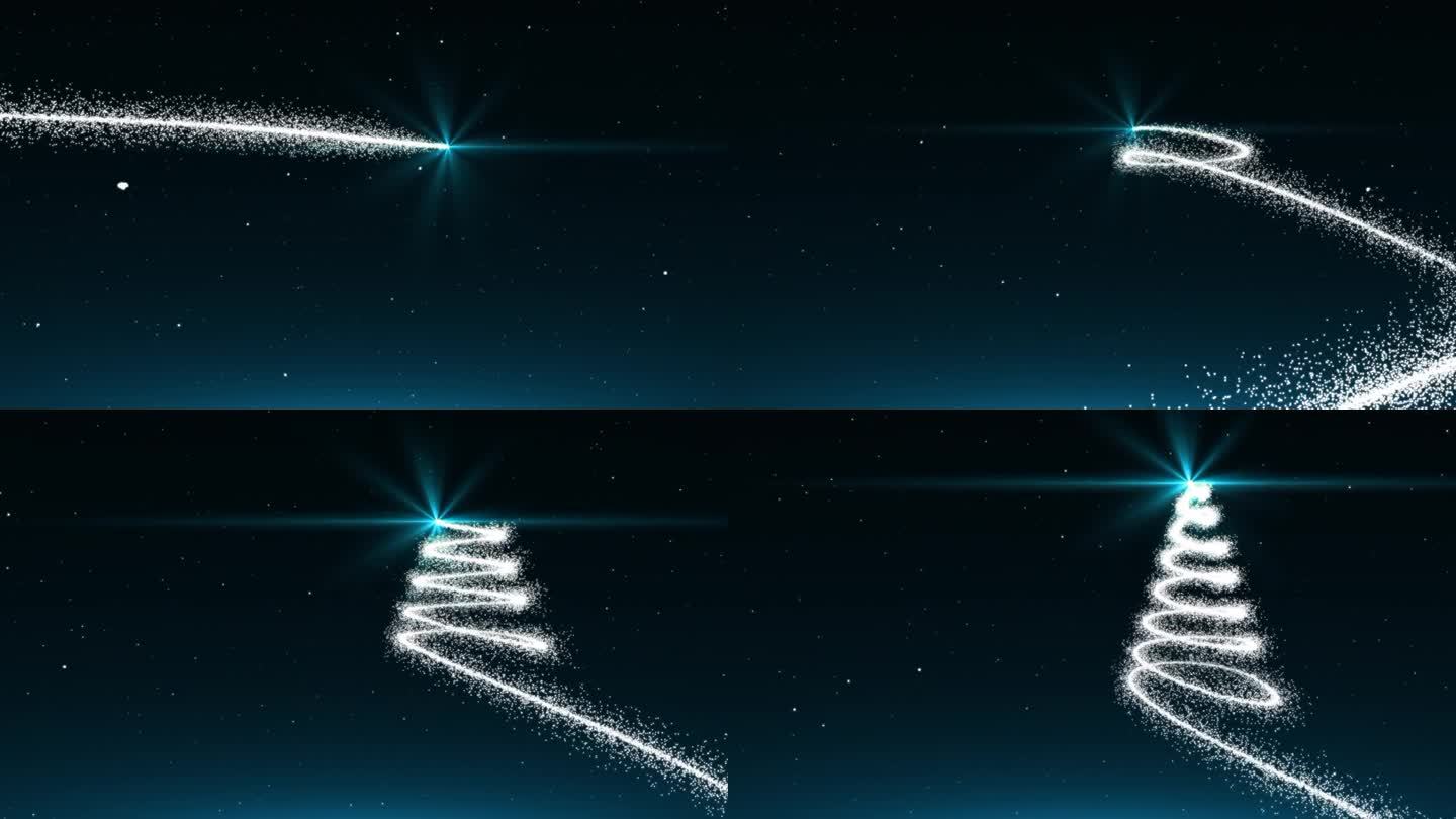 一颗蓝色的星星在雪天上画的圣诞树。