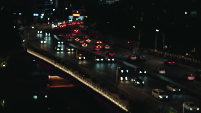 城市夜景车流变焦