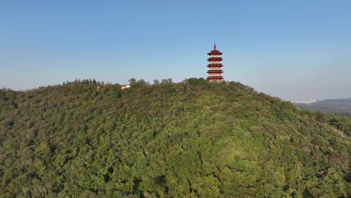 航拍古隆中风景区隆中山腾龙阁景点襄阳风光