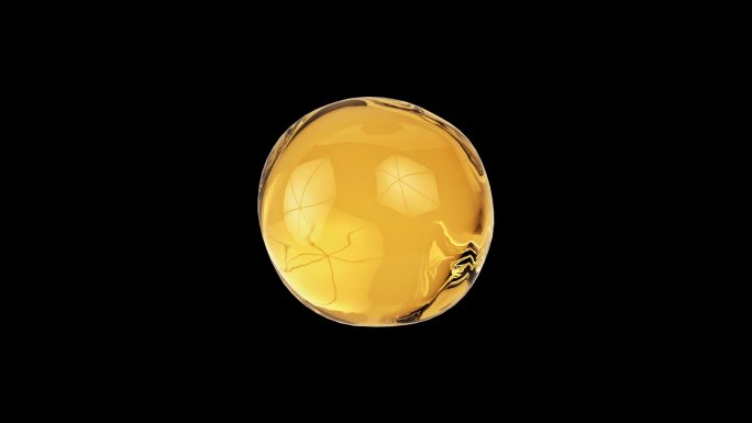 金色水分子玻璃球三维动画素材
