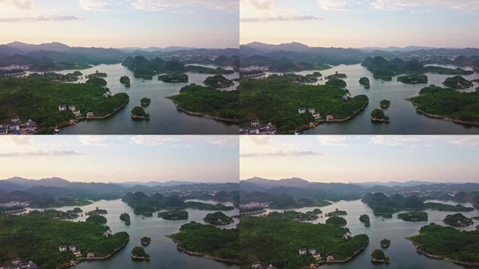 湖中岛屿 自然风光航拍 贵州 淡水湖风景