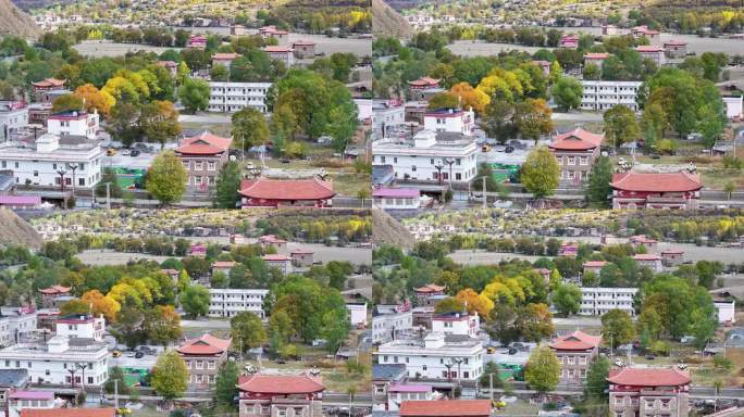 航拍川西新都桥甲根坝秋景彩林风光