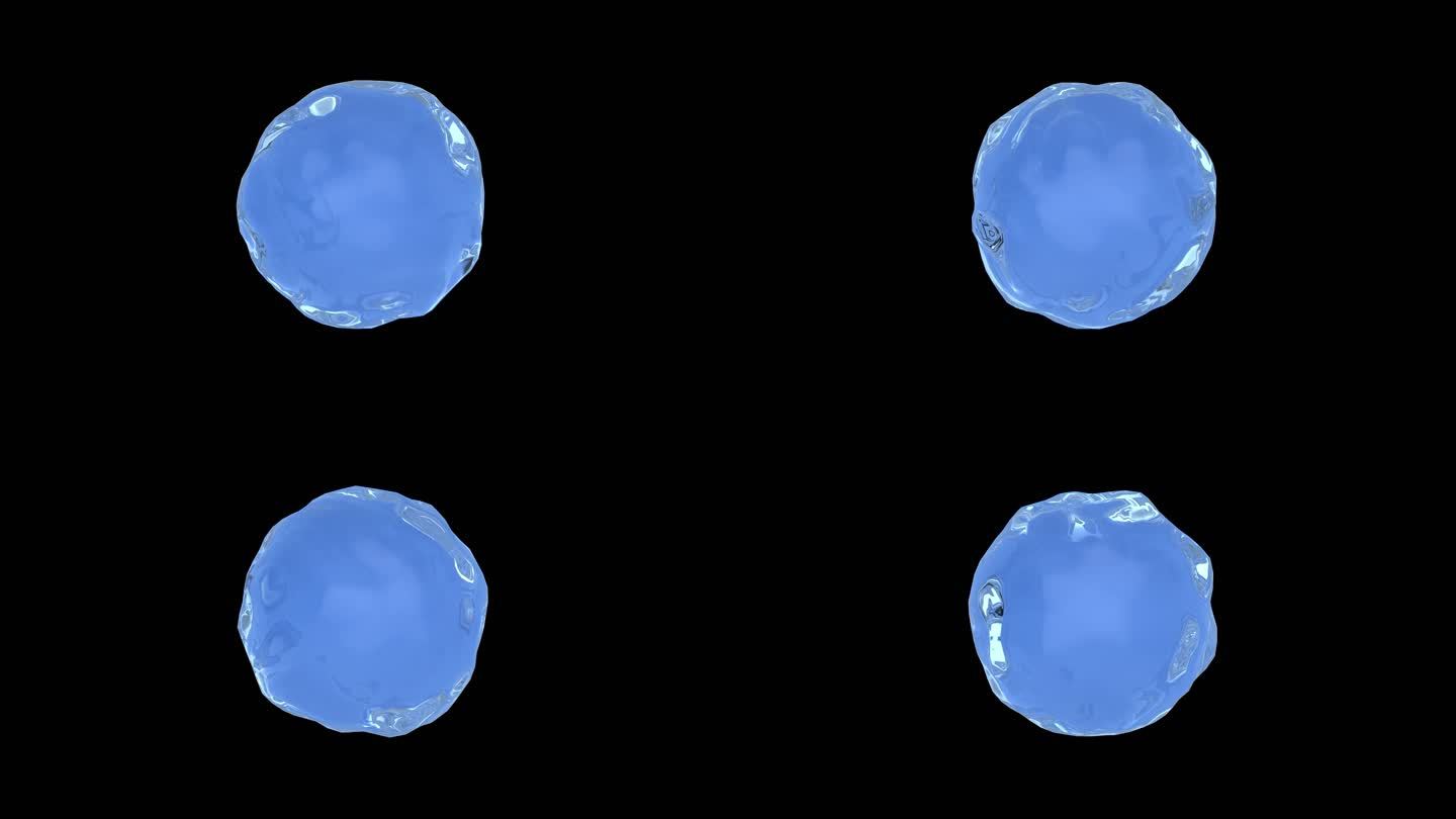 蓝色水分子玻璃球三维动画素材