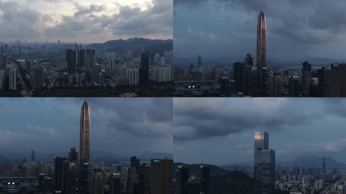 深圳 地标建筑 夜晚 城市实拍 航拍4K