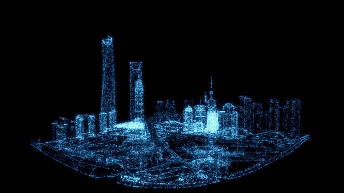 3D粒子上海地标动画