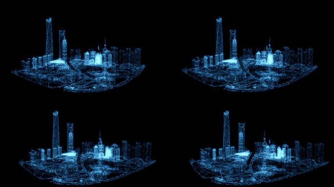 3D粒子上海地标动画