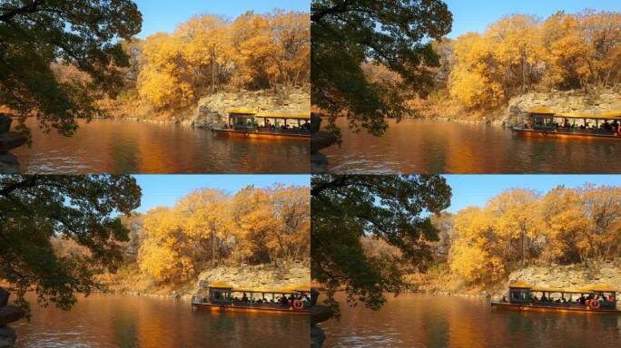 北京颐和园秋季秋天的游船