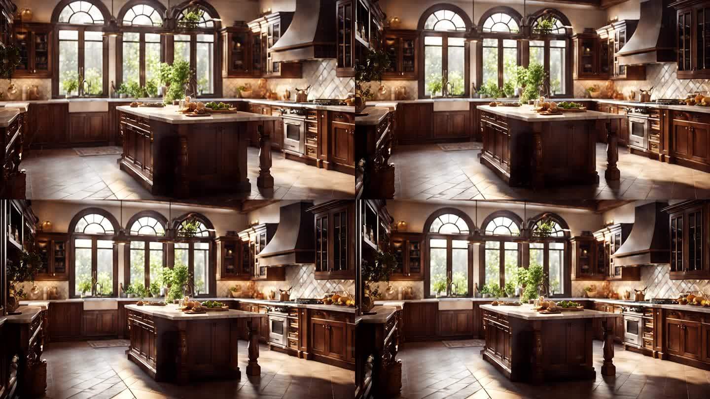 室内别墅室内厨房渲染背景15