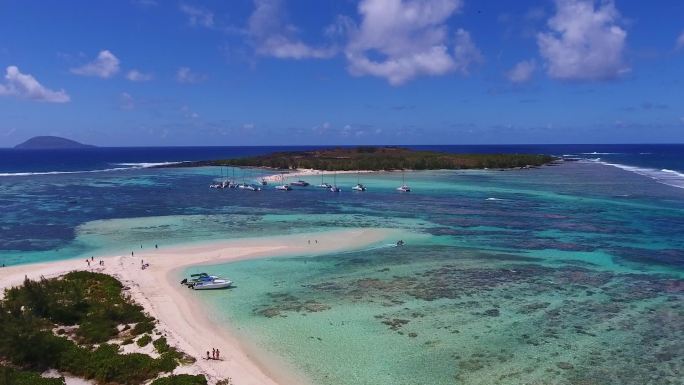 毛里求斯碧海蓝天海岛风光航拍