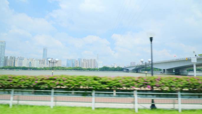 广州城市车窗外风景 路边景色 沿途风光