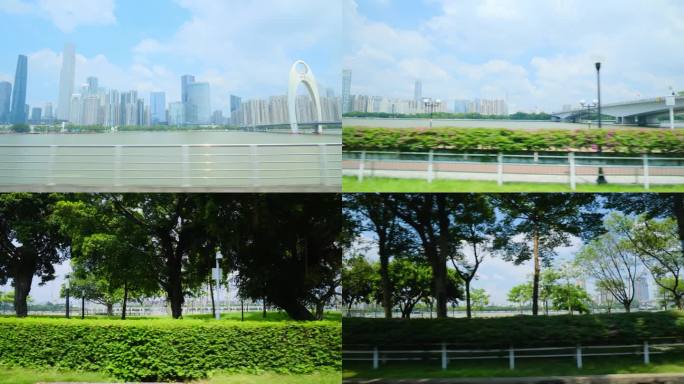 广州城市车窗外风景 路边景色 沿途风光