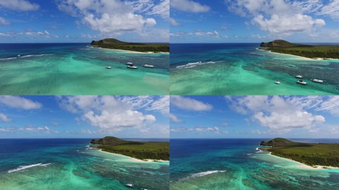 航拍唯美碧海蓝天大海海岛全景