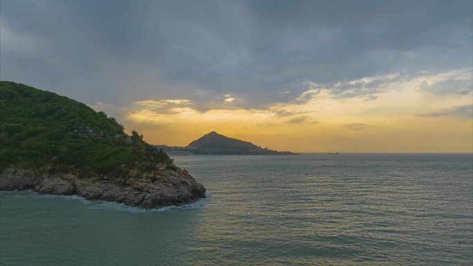 连云港市连岛风景区苏马湾海岛晚霞天空延时