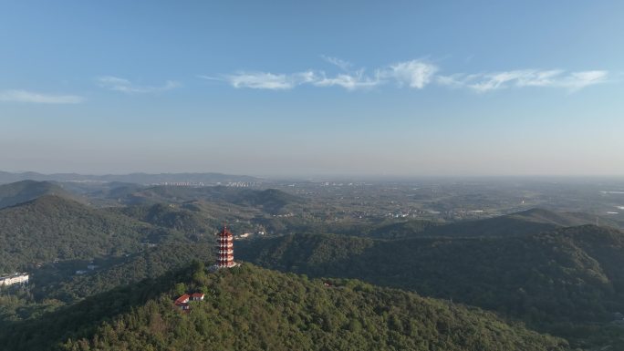 航拍古隆中风景区隆中山腾龙阁景点襄阳风光