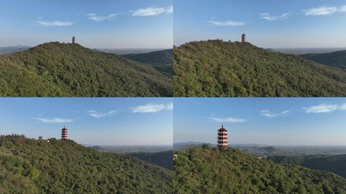 航拍古隆中风景区隆中山腾龙阁景点襄阳风光