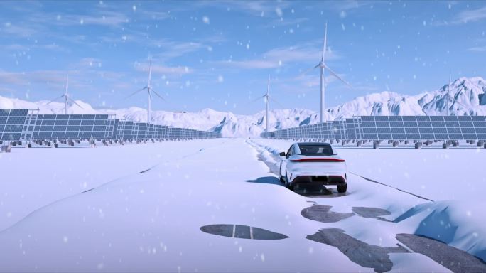 新能源车光伏雪景