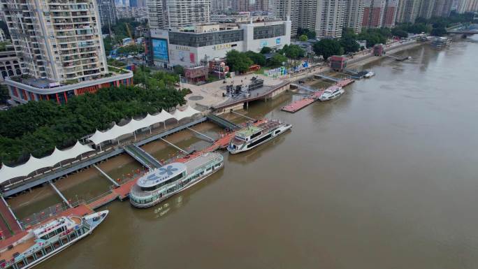 航拍福州闽江游台江码头