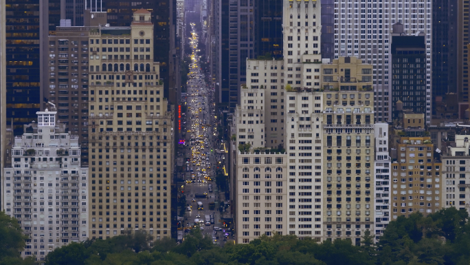 美国纽约 中央公园 长焦航拍 摩天大楼
