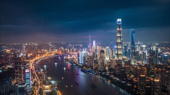 上海夜景航拍延时