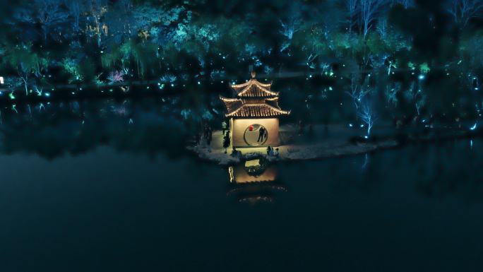 扬州 瘦西湖 夜景 航拍·2