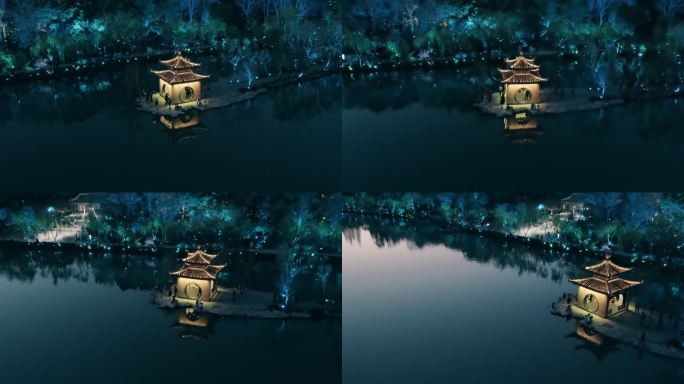 扬州 瘦西湖 夜景 航拍·2