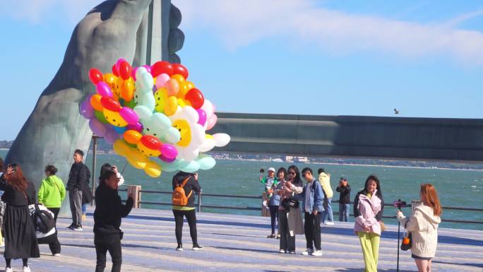 威海 威海旅游 游客打卡 拍照 大相框