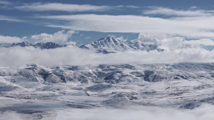 G318川西贡嘎雅拉青绕神山航拍雪景