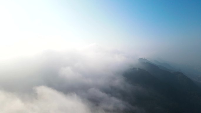 航拍重庆南山晨雾