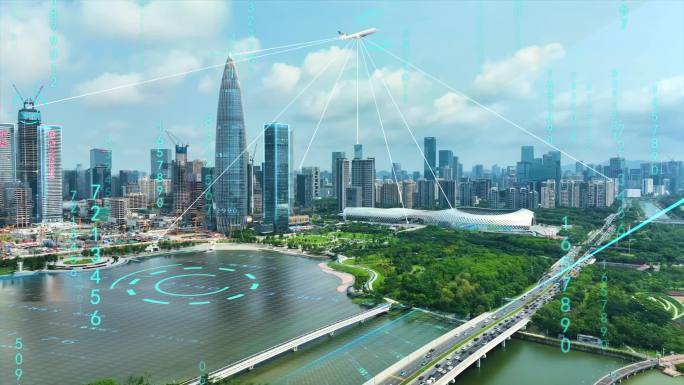 科技光线深圳城市实景合成AE模板