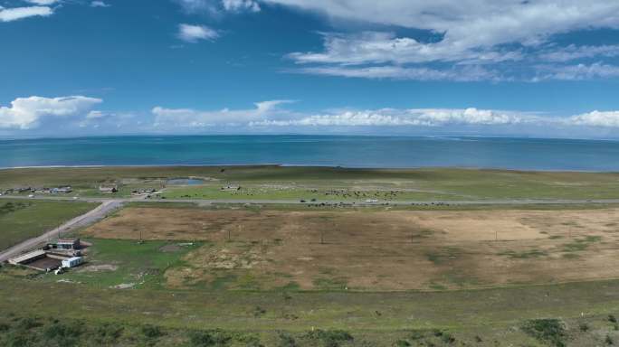 4K航拍青海湖沿岸美景