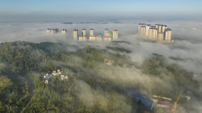 贵阳观山湖区早晨云海延时摄影