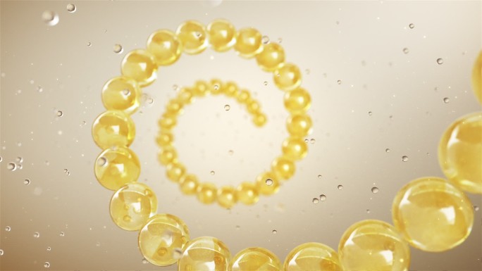 化妆品螺旋水珠精华分子 金色细胞结构组织