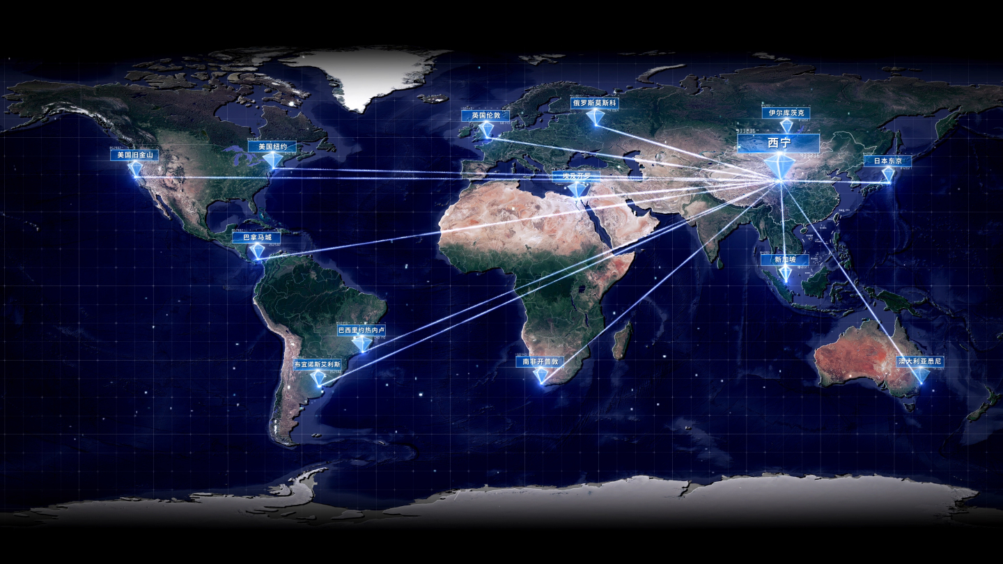 青海西宁辐射全国全球地图