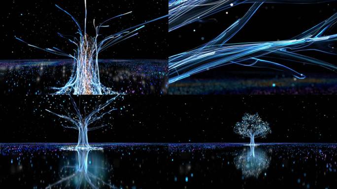 科技光线粒子汇聚大树_视频素材