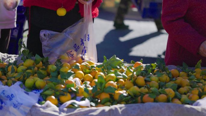 集市卖橘子的小贩