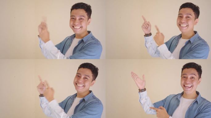 年轻的印尼男子用牛仔风格展示姿势的缩略图。
