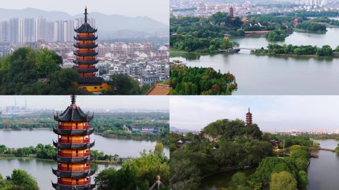 镇江金山湖景区金山寺航拍4k超清素材