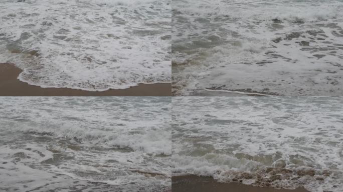 东南亚泰国普吉岛海面波浪冲刷沙滩慢镜头