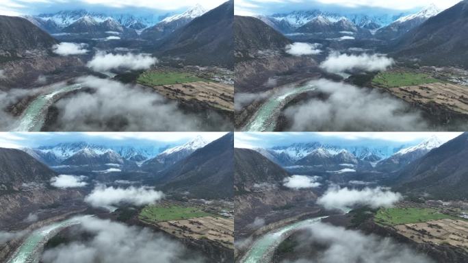 西藏林芝雅鲁藏布大峡谷和南迦巴瓦航拍风光