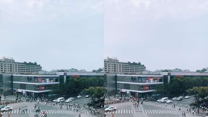 手机拍摄的杭州湖滨路口电影感延时